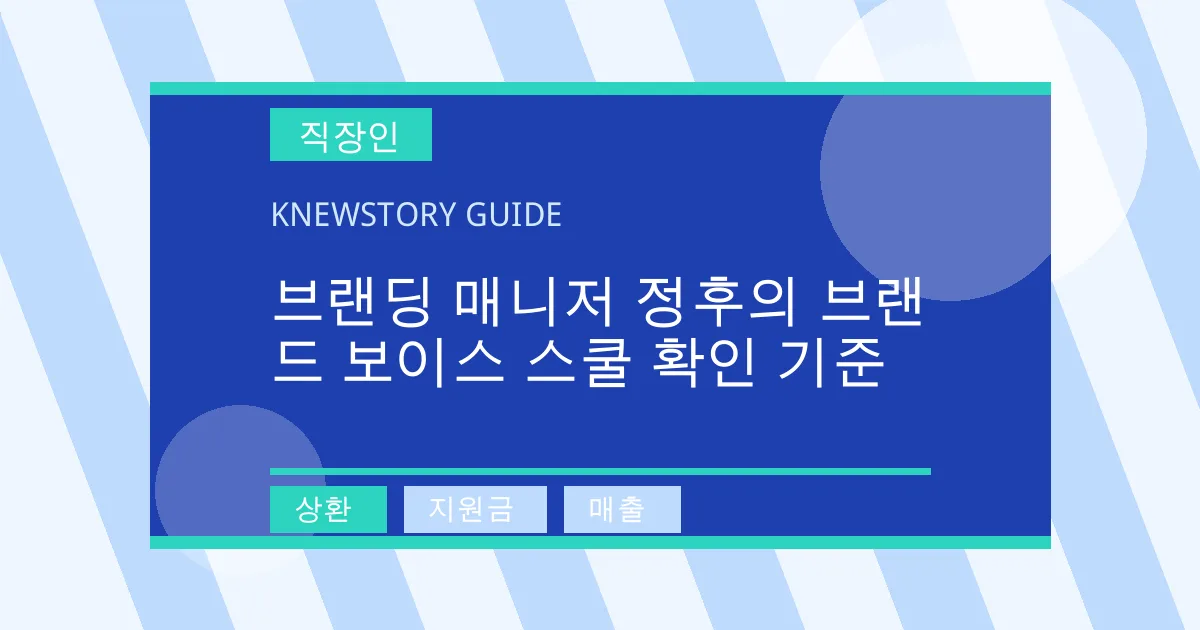 브랜딩 매니저 정후의 브랜드 보이스 스쿨 확인 기준 - 상환, 지원금, 매출 대표 이미지
