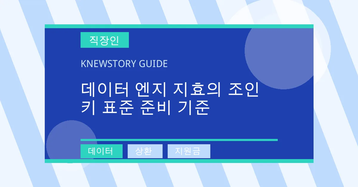 데이터 엔지 지효의 조인 키 표준 준비 기준 - 데이터, 상환, 지원금 대표 이미지