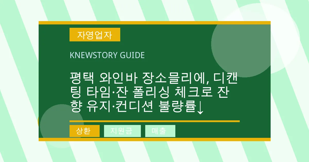 평택 와인바 장소믈리에, 디캔팅 타임·잔 폴리싱 체크로 잔향 유지·컨디션 불량률↓ - 상환, 지원금, 매출 대표 이미지