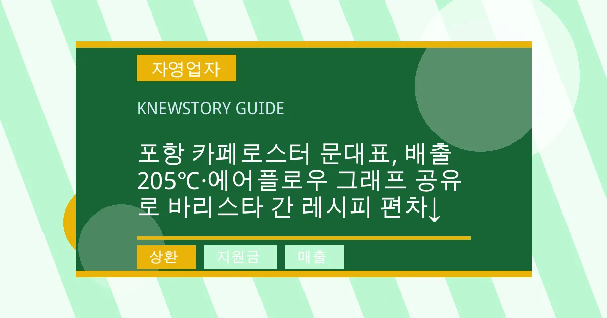 포항 카페로스터 문대표, 배출 205℃·에어플로우 그래프 공유로 바리스타 간 레시피 편차↓ - 상환, 지원금, 매출 대표 이미지