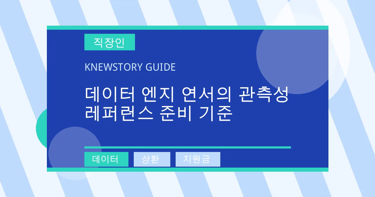데이터 엔지 연서의 관측성 레퍼런스 준비 기준 - 데이터, 상환, 지원금 대표 이미지