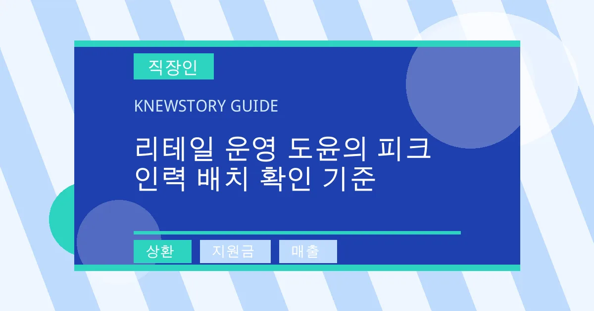 리테일 운영 도윤의 피크 인력 배치 확인 기준 - 상환, 지원금, 매출 대표 이미지
