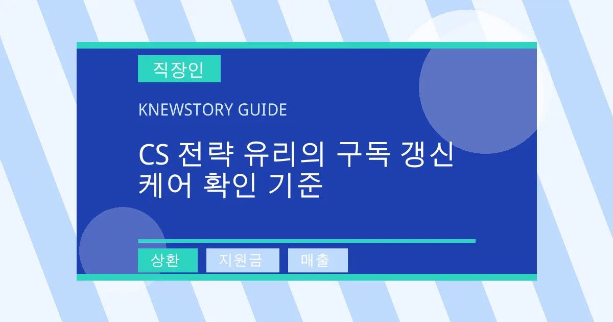 CS 전략 유리의 구독 갱신 케어 확인 기준 - 상환, 지원금, 매출 대표 이미지