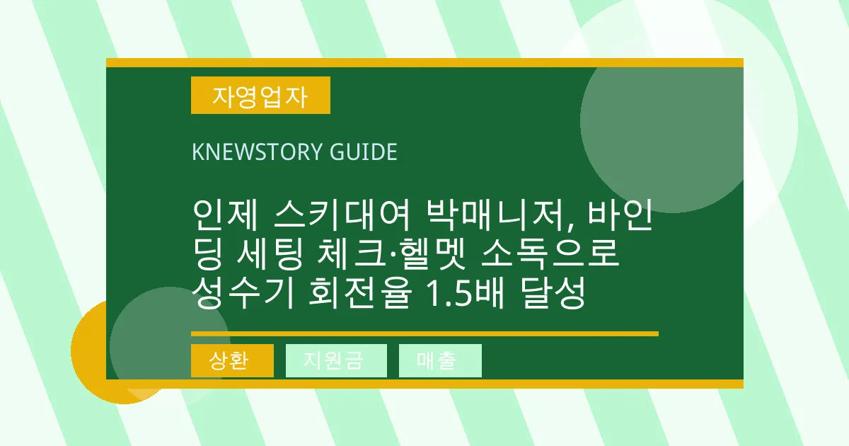 인제 스키대여 박매니저, 바인딩 세팅 체크·헬멧 소독으로 성수기 회전율 1.5배 달성 - 상환, 지원금, 매출 대표 이미지