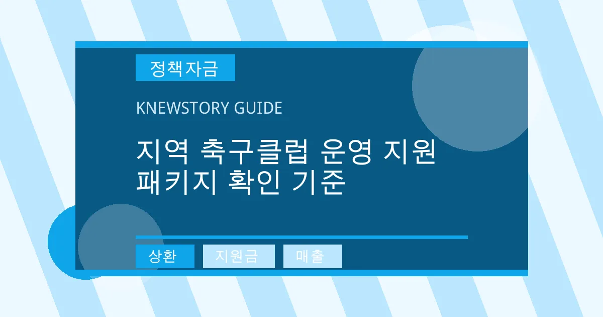지역 축구클럽 운영 지원 패키지 확인 기준 - 상환, 지원금, 매출 대표 이미지