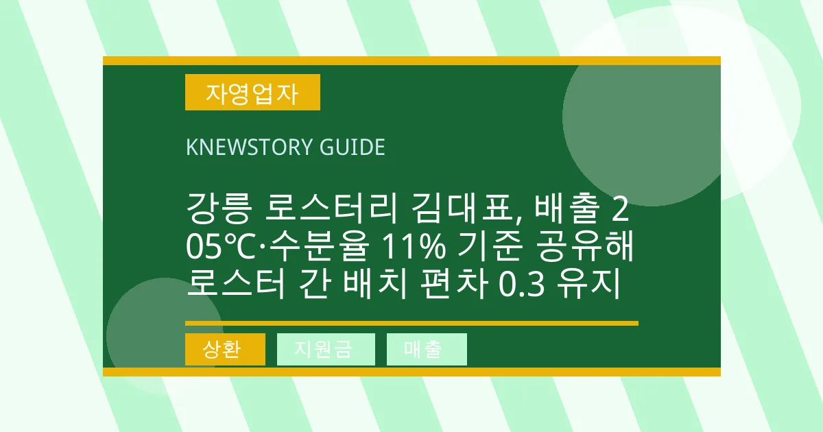 강릉 로스터리 김대표, 배출 205℃·수분율 11% 기준 공유해 로스터 간 배치 편차 0.3 유지 - 상환, 지원금, 매출 대표 이미지