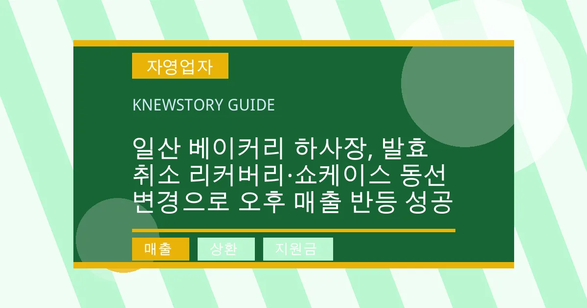 일산 베이커리 하사장, 발효 취소 리커버리·쇼케이스 동선 변경으로 오후 매출 반등 성공 - 매출, 상환, 지원금 대표 이미지
