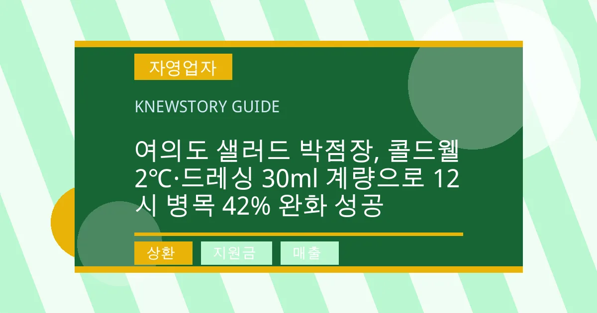 여의도 샐러드 박점장, 콜드웰 2℃·드레싱 30ml 계량으로 12시 병목 42% 완화 성공 - 상환, 지원금, 매출 대표 이미지