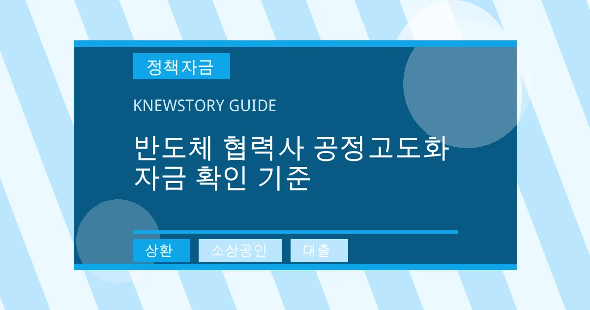 반도체 협력사 공정고도화 자금 확인 기준 - 상환, 소상공인, 대출 대표 이미지