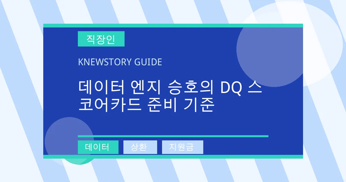데이터 엔지 승호의 DQ 스코어카드 준비 기준 - 데이터, 상환, 지원금 대표 이미지