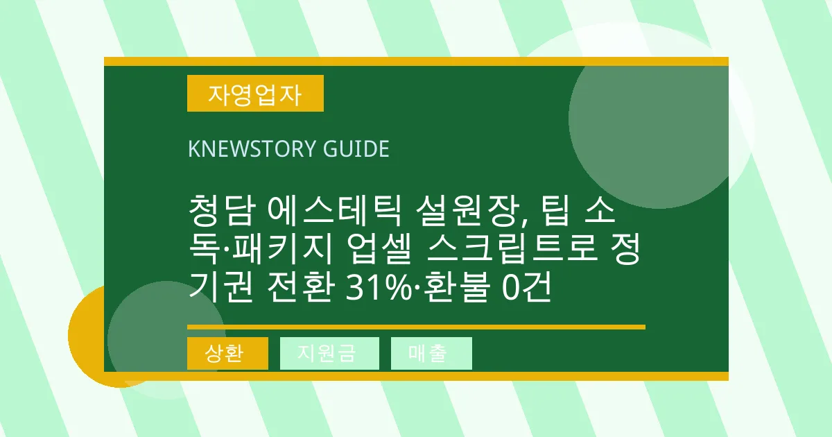 청담 에스테틱 설원장, 팁 소독·패키지 업셀 스크립트로 정기권 전환 31%·환불 0건 - 상환, 지원금, 매출 대표 이미지