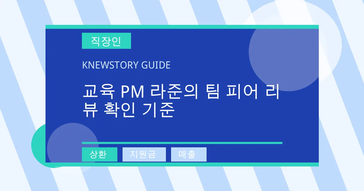교육 PM 라준의 팀 피어 리뷰 확인 기준 - 상환, 지원금, 매출 대표 이미지