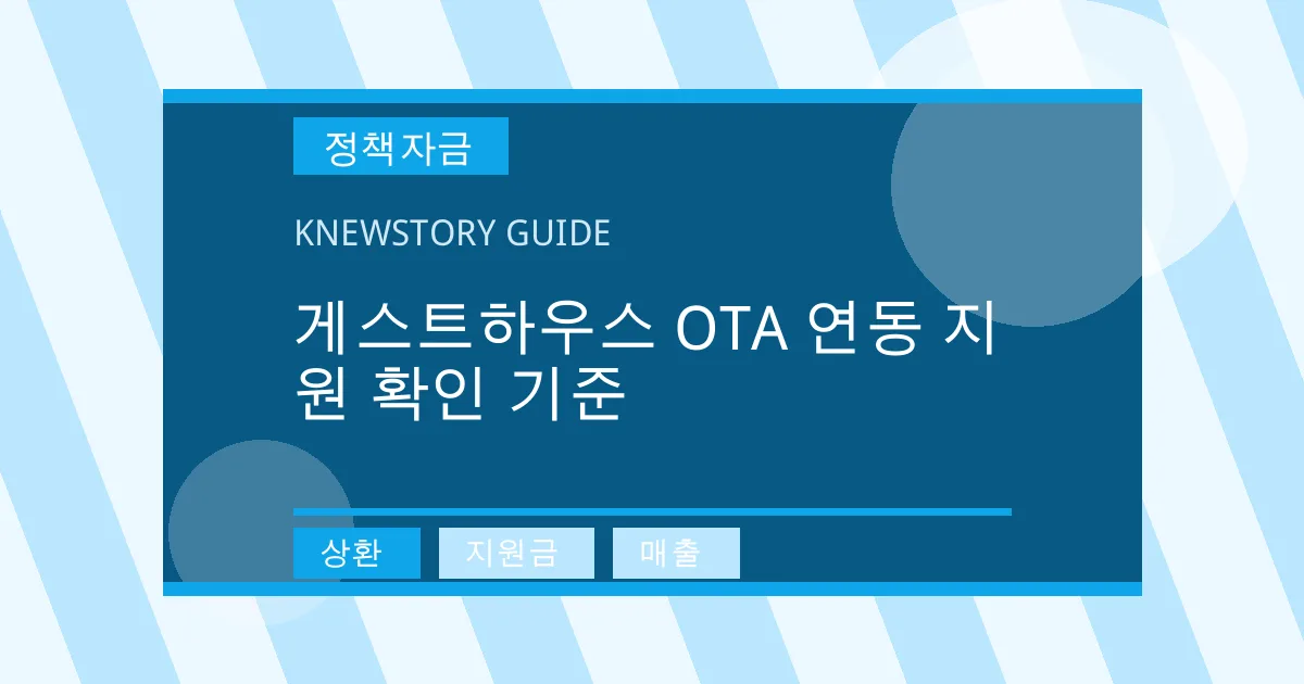 게스트하우스 OTA 연동 지원 확인 기준 - 상환, 지원금, 매출 대표 이미지