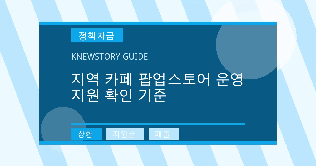 지역 카페 팝업스토어 운영 지원 확인 기준 - 상환, 지원금, 매출 대표 이미지