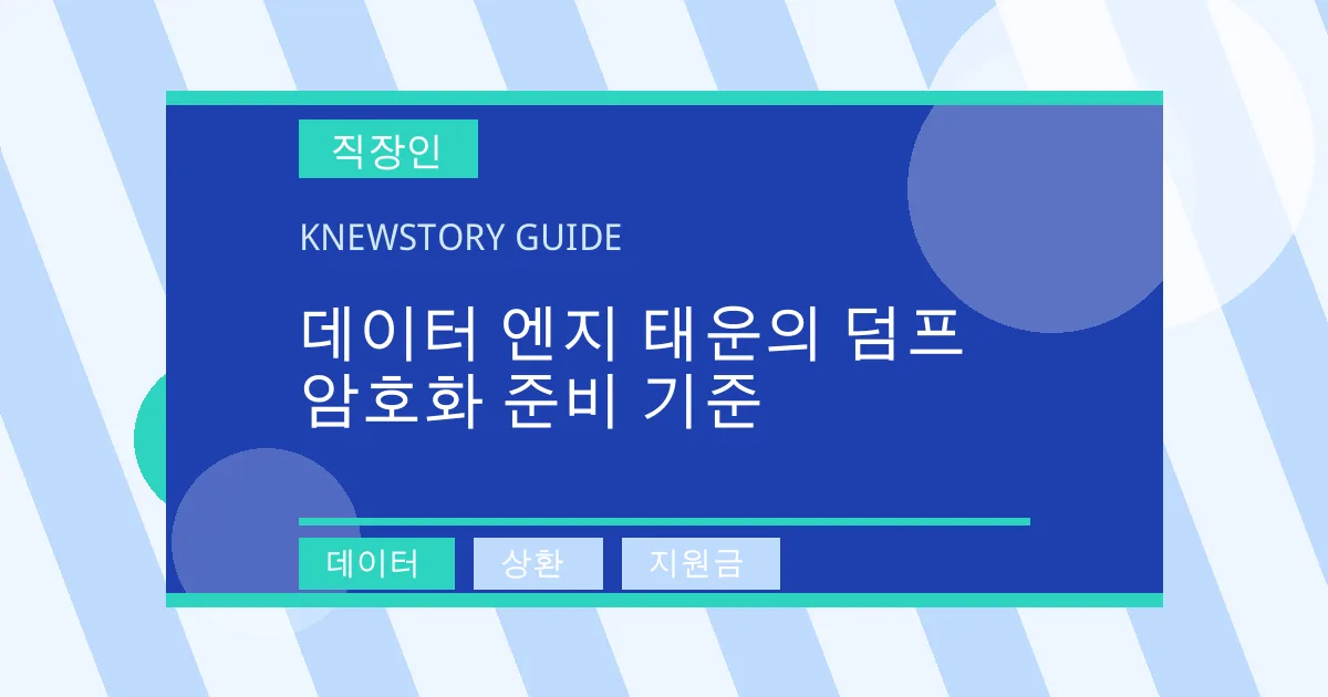 데이터 엔지 태운의 덤프 암호화 준비 기준 - 데이터, 상환, 지원금 대표 이미지