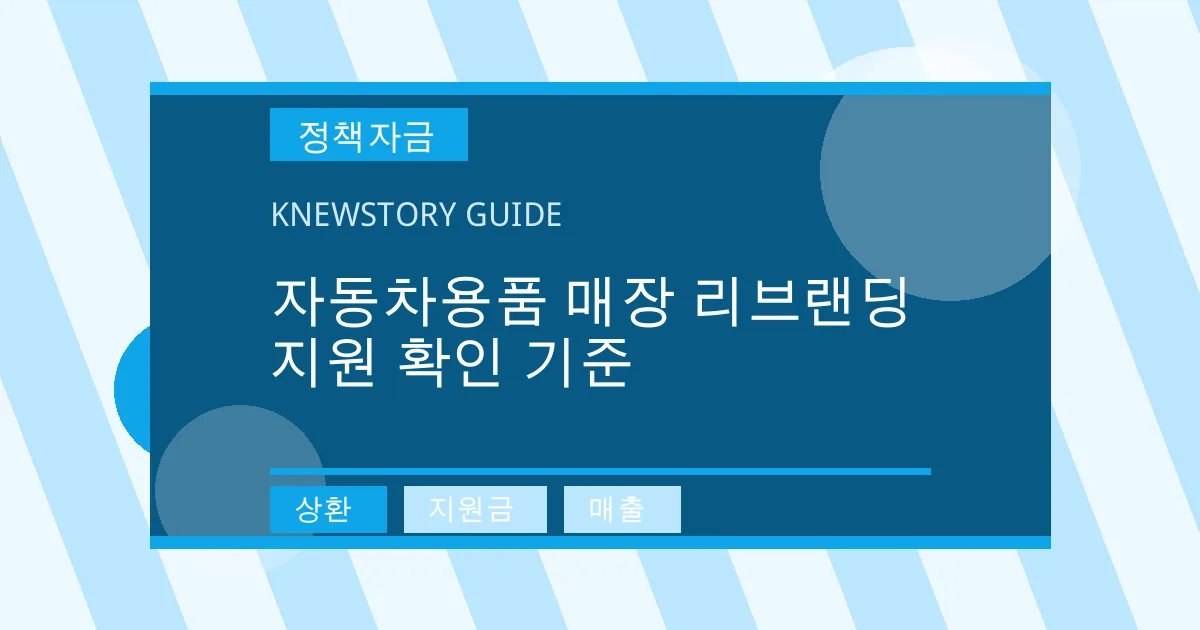 자동차용품 매장 리브랜딩 지원 확인 기준 - 상환, 지원금, 매출 대표 이미지