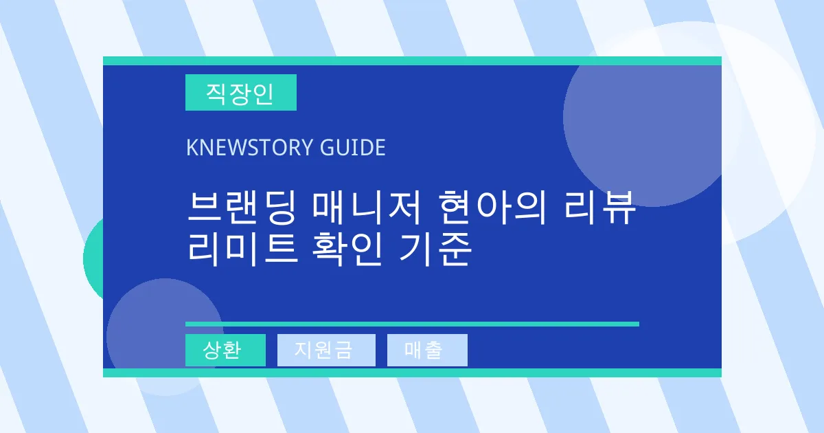 브랜딩 매니저 현아의 리뷰 리미트 확인 기준 - 상환, 지원금, 매출 대표 이미지