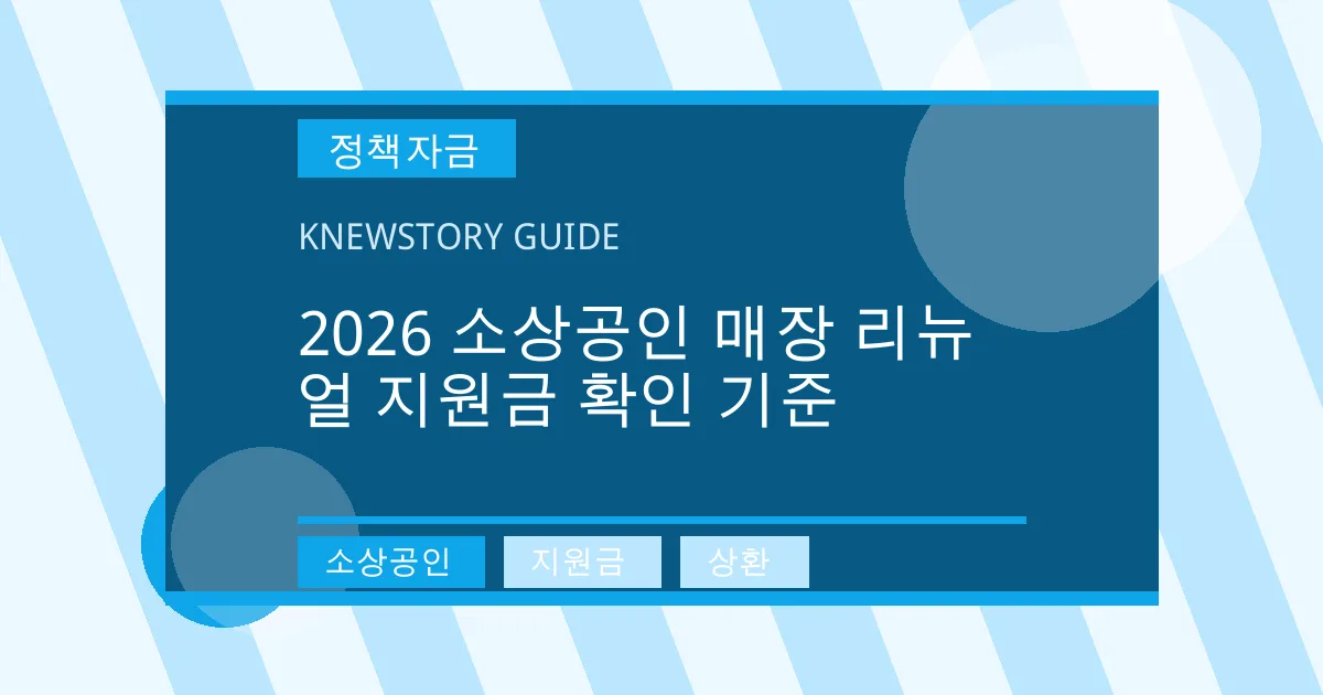 2026 소상공인 매장 리뉴얼 지원금 확인 기준 - 소상공인, 지원금, 상환 대표 이미지