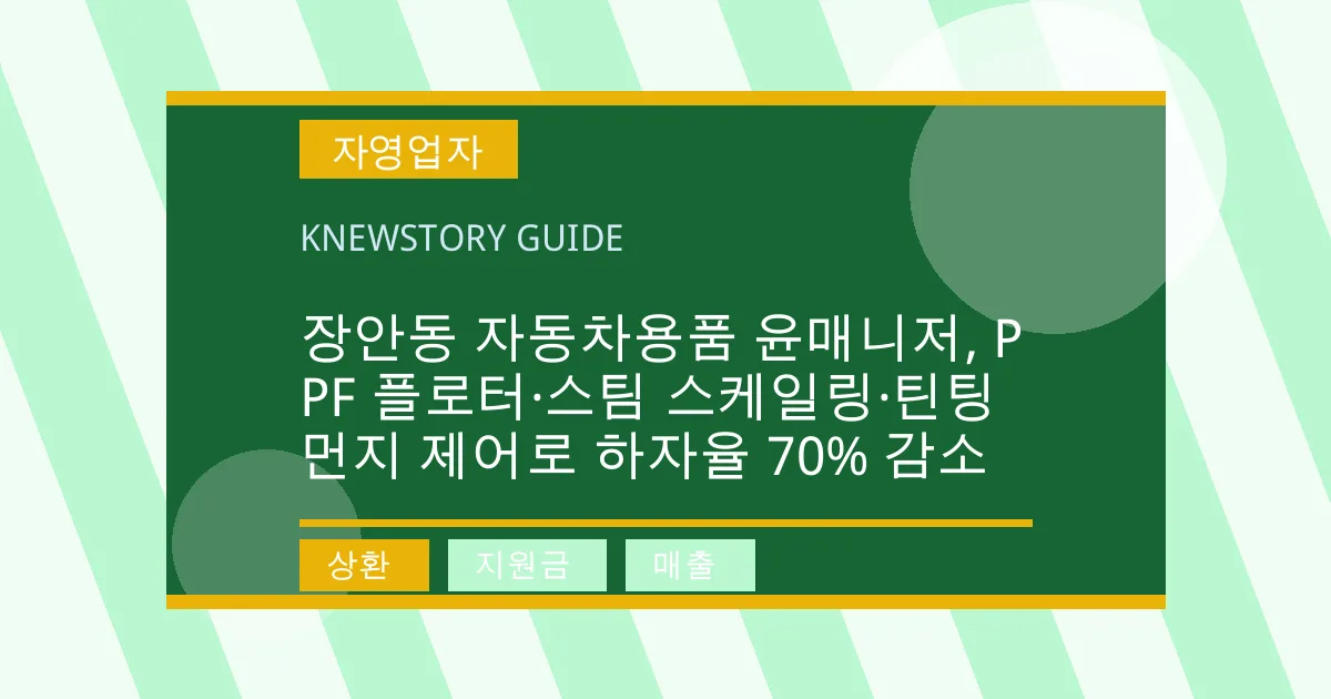 장안동 자동차용품 윤매니저, PPF 플로터·스팀 스케일링·틴팅 먼지 제어로 하자율 70% 감소 - 상환, 지원금, 매출 대표 이미지