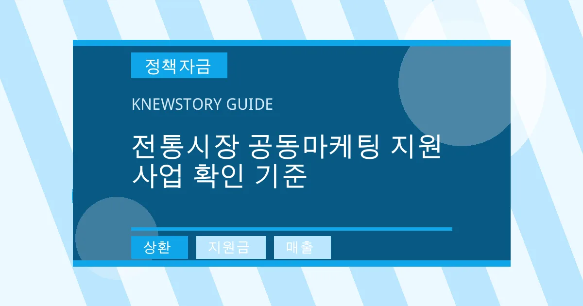 전통시장 공동마케팅 지원사업 확인 기준 - 상환, 지원금, 매출 대표 이미지