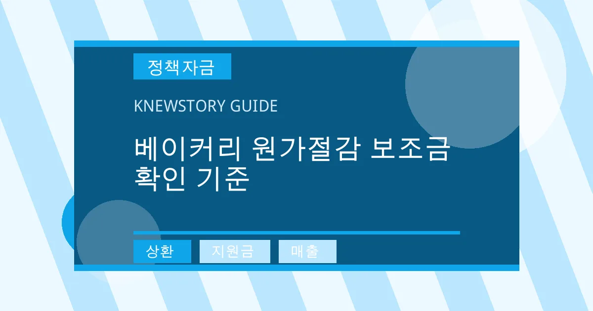 베이커리 원가절감 보조금 확인 기준 - 상환, 지원금, 매출 대표 이미지