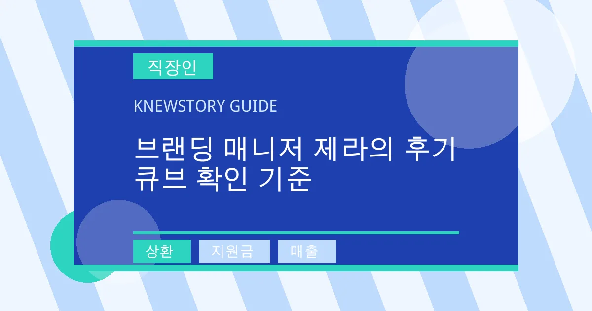 브랜딩 매니저 제라의 후기 큐브 확인 기준 - 상환, 지원금, 매출 대표 이미지
