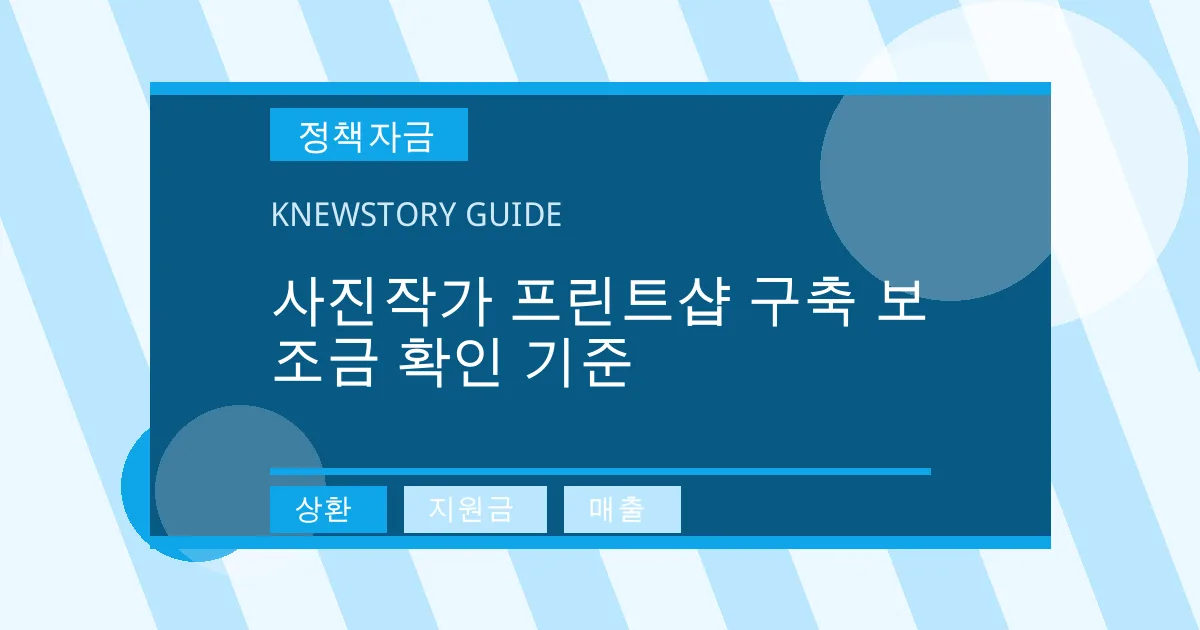 사진작가 프린트샵 구축 보조금 확인 기준 - 상환, 지원금, 매출 대표 이미지
