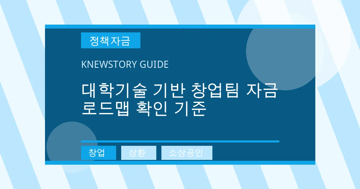대학기술 기반 창업팀 자금 로드맵 확인 기준 - 창업, 상환, 소상공인 대표 이미지