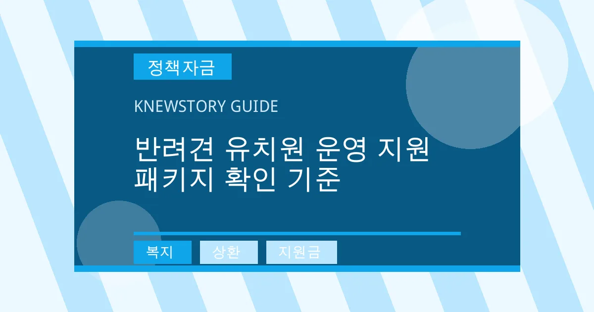 반려견 유치원 운영 지원 패키지 확인 기준 - 복지, 상환, 지원금 대표 이미지