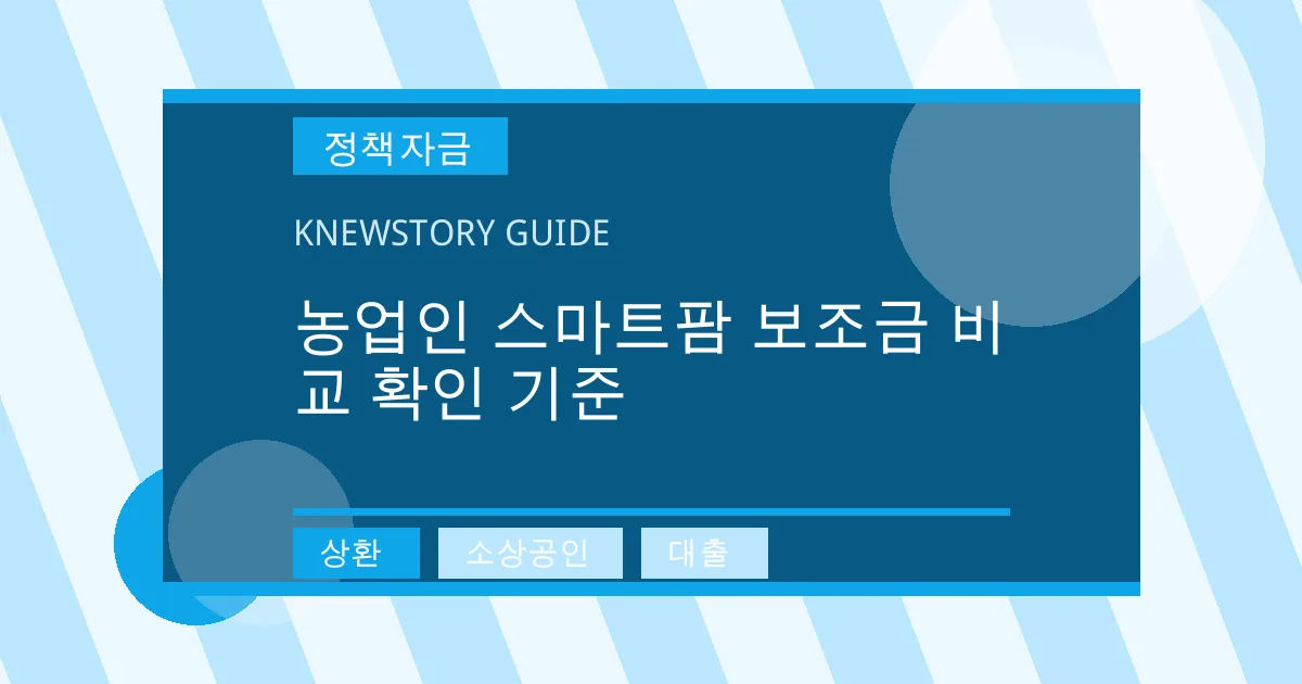 농업인 스마트팜 보조금 비교 확인 기준 - 상환, 소상공인, 대출 대표 이미지