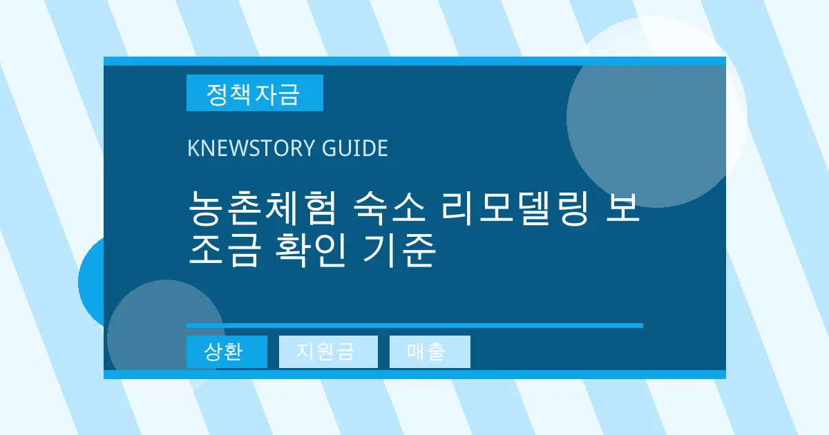 농촌체험 숙소 리모델링 보조금 확인 기준 - 상환, 지원금, 매출 대표 이미지