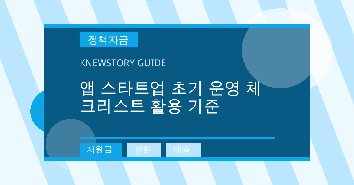 앱 스타트업 초기 운영 체크리스트 활용 기준 - 지원금, 상환, 매출 대표 이미지