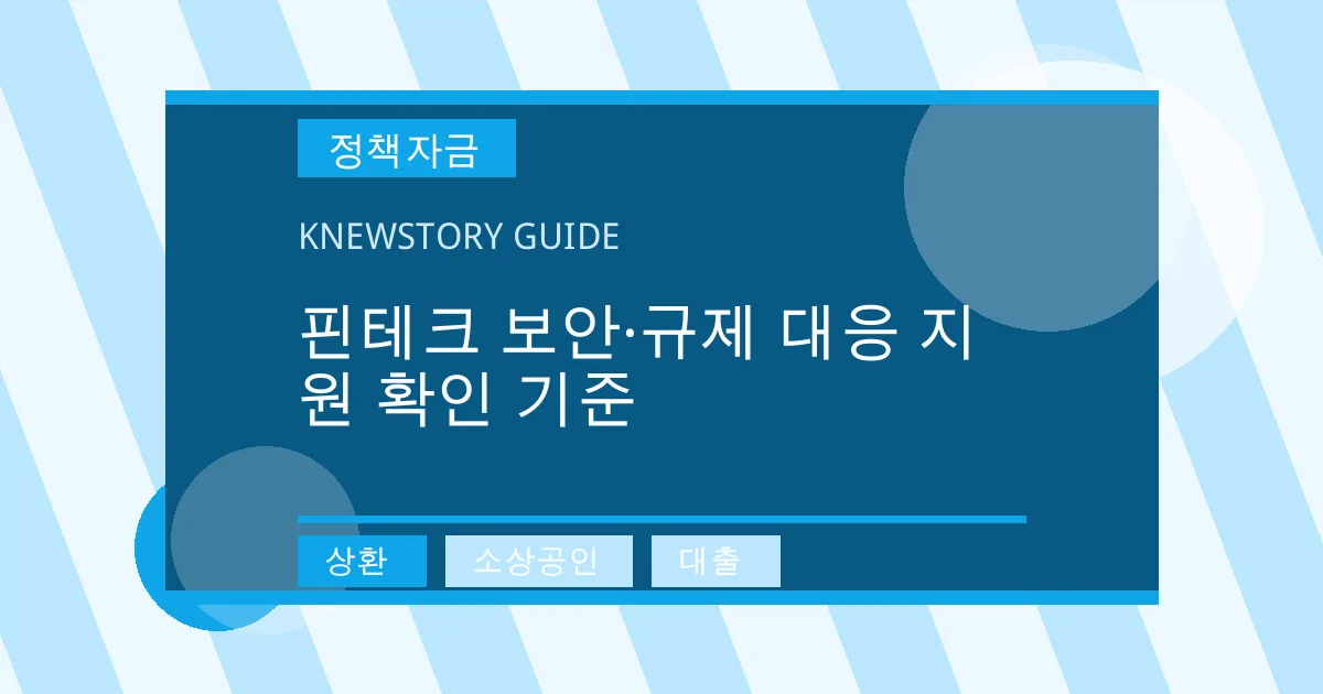 핀테크 보안·규제 대응 지원 확인 기준 - 상환, 소상공인, 대출 대표 이미지