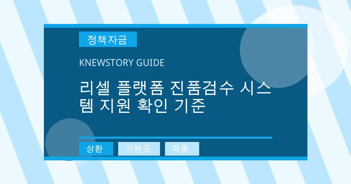 리셀 플랫폼 진품검수 시스템 지원 확인 기준 - 상환, 지원금, 매출 대표 이미지