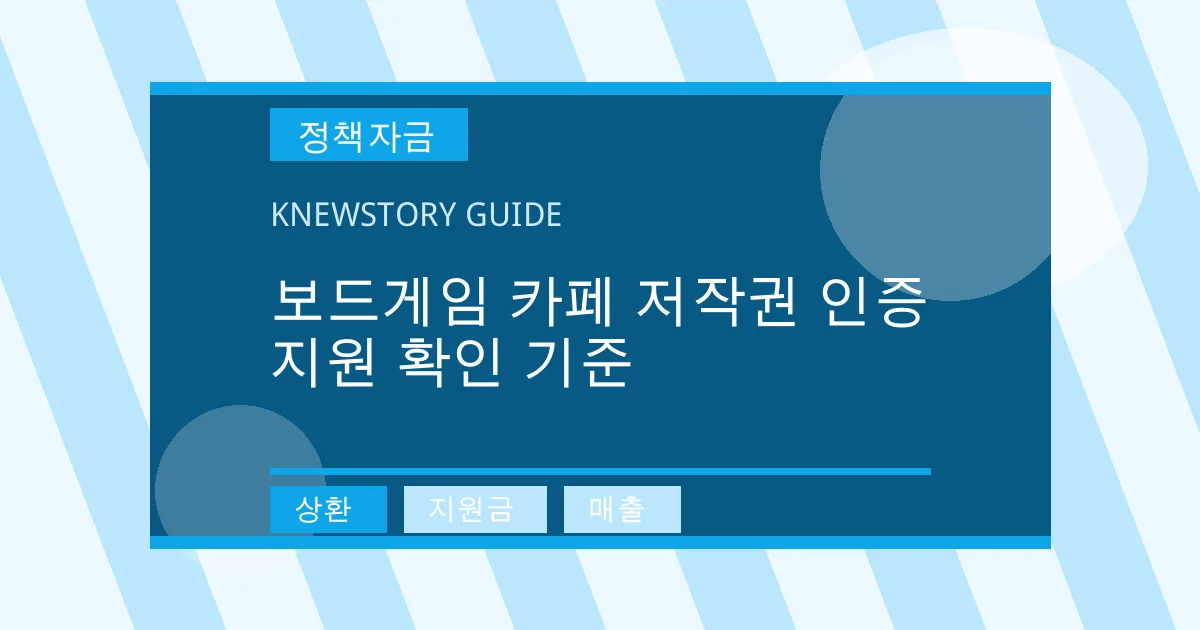 보드게임 카페 저작권 인증 지원 확인 기준 - 상환, 지원금, 매출 대표 이미지