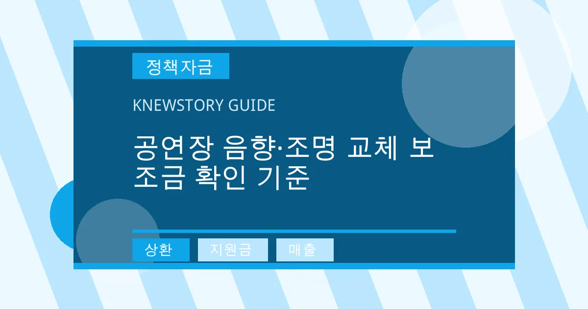공연장 음향·조명 교체 보조금 확인 기준 - 상환, 지원금, 매출 대표 이미지
