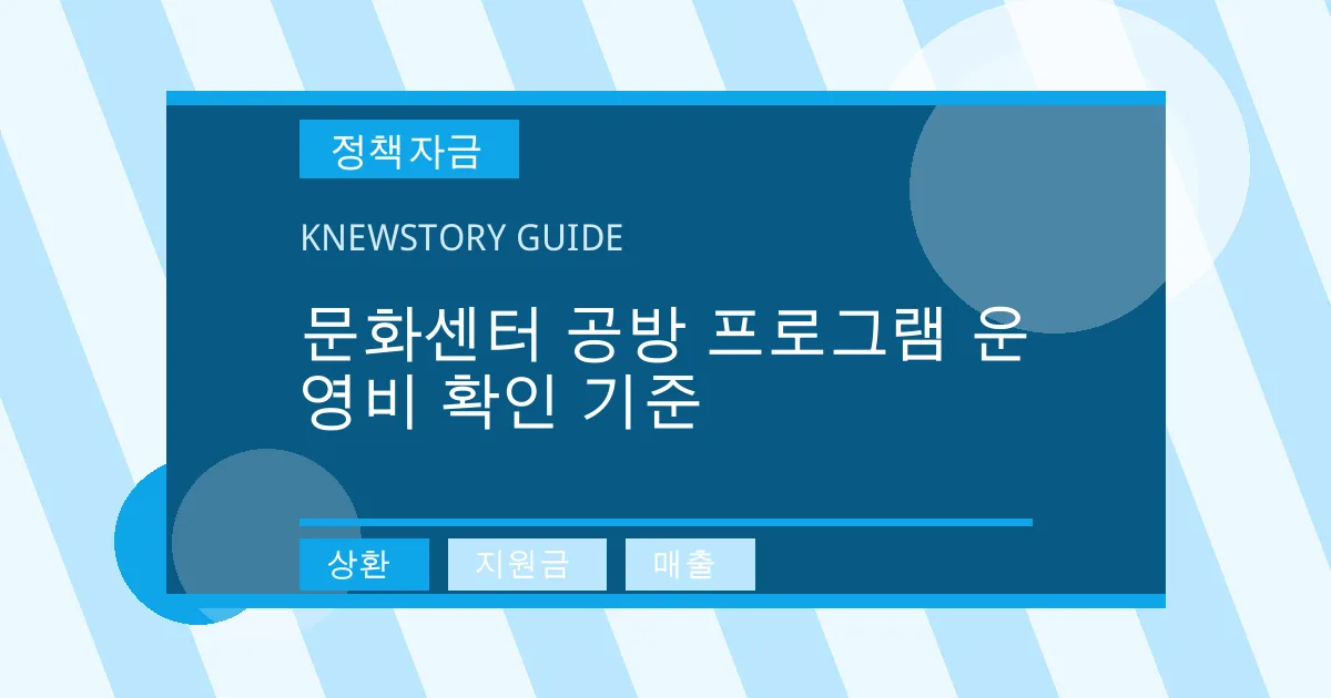 문화센터 공방 프로그램 운영비 확인 기준 - 상환, 지원금, 매출 대표 이미지