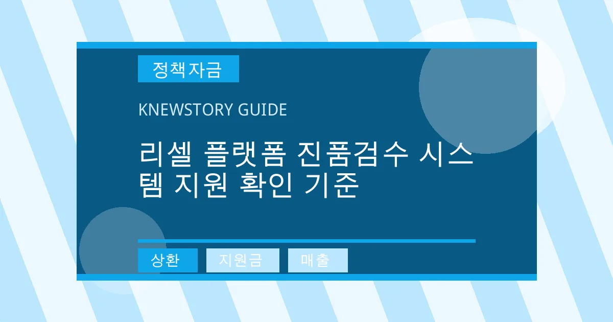 리셀 플랫폼 진품검수 시스템 지원 확인 기준 - 상환, 지원금, 매출 대표 이미지