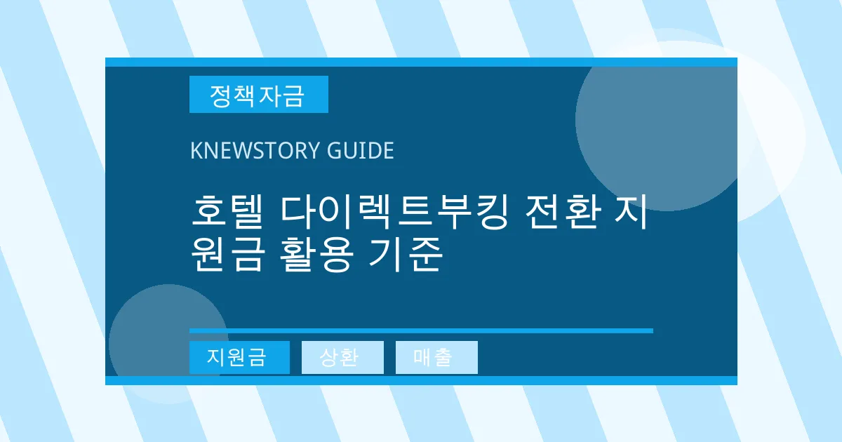 호텔 다이렉트부킹 전환 지원금 활용 기준 - 지원금, 상환, 매출 대표 이미지