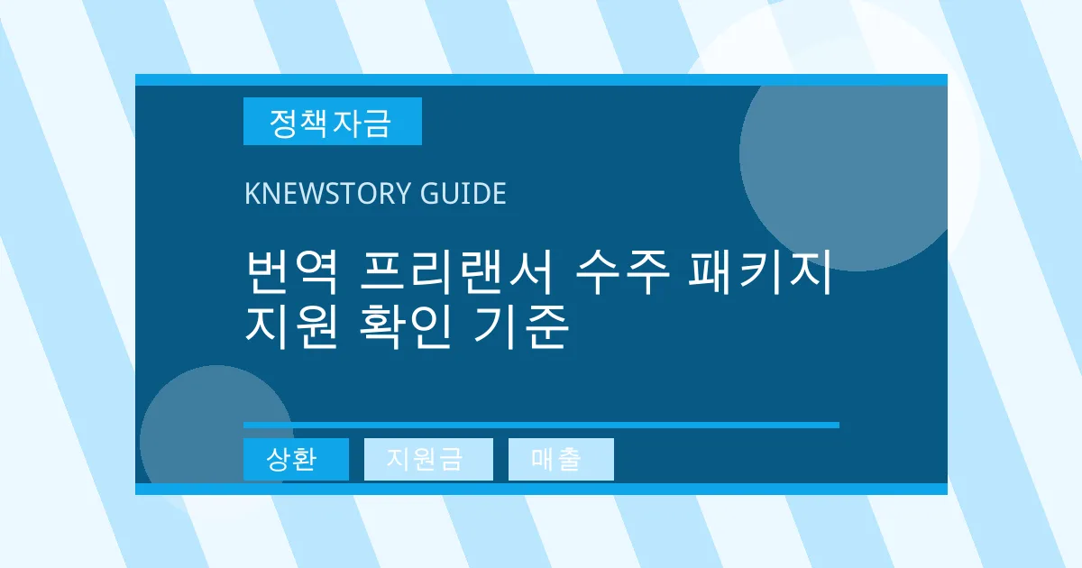 번역 프리랜서 수주 패키지 지원 확인 기준 - 상환, 지원금, 매출 대표 이미지