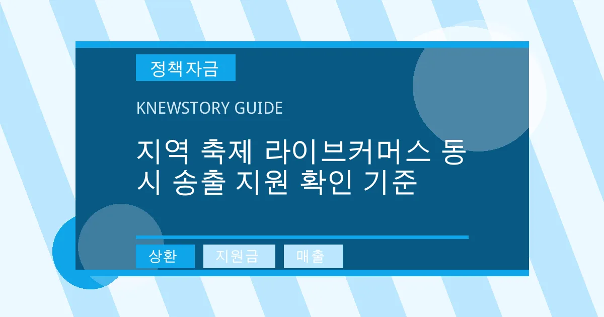 지역 축제 라이브커머스 동시 송출 지원 확인 기준 - 상환, 지원금, 매출 대표 이미지