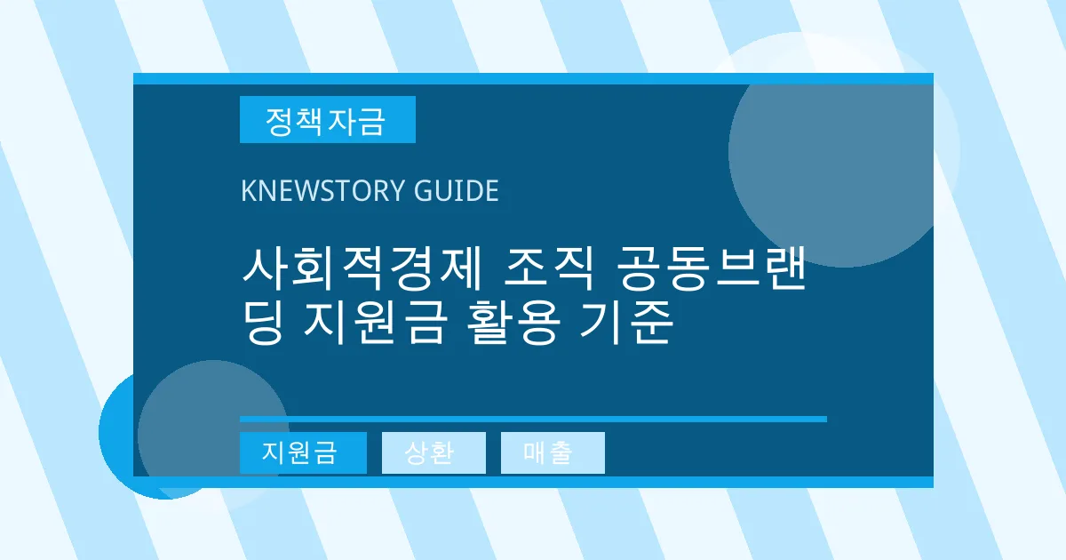 사회적경제 조직 공동브랜딩 지원금 활용 기준 - 지원금, 상환, 매출 대표 이미지