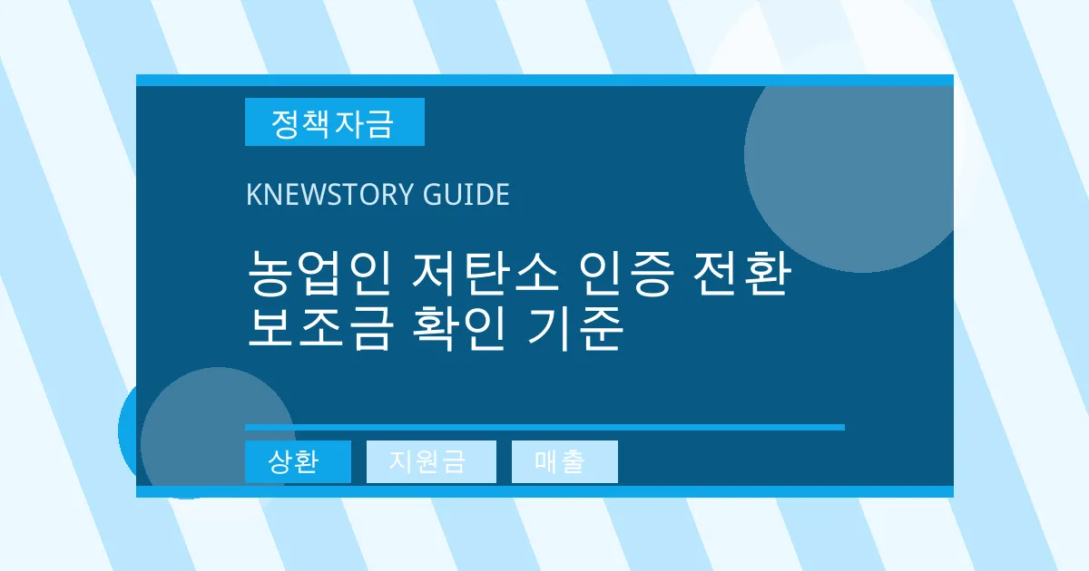 농업인 저탄소 인증 전환 보조금 확인 기준 - 상환, 지원금, 매출 대표 이미지