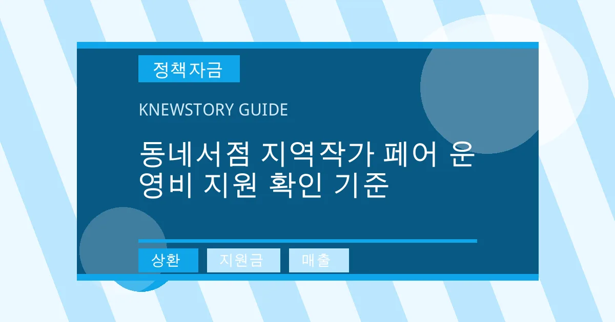 동네서점 지역작가 페어 운영비 지원 확인 기준 - 상환, 지원금, 매출 대표 이미지