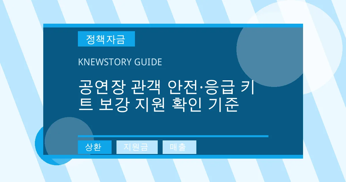 공연장 관객 안전·응급 키트 보강 지원 확인 기준 - 상환, 지원금, 매출 대표 이미지