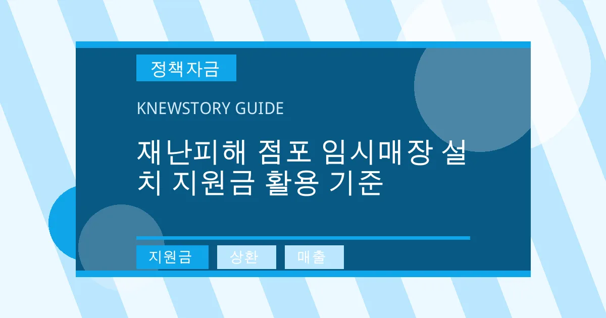 재난피해 점포 임시매장 설치 지원금 활용 기준 - 지원금, 상환, 매출 대표 이미지