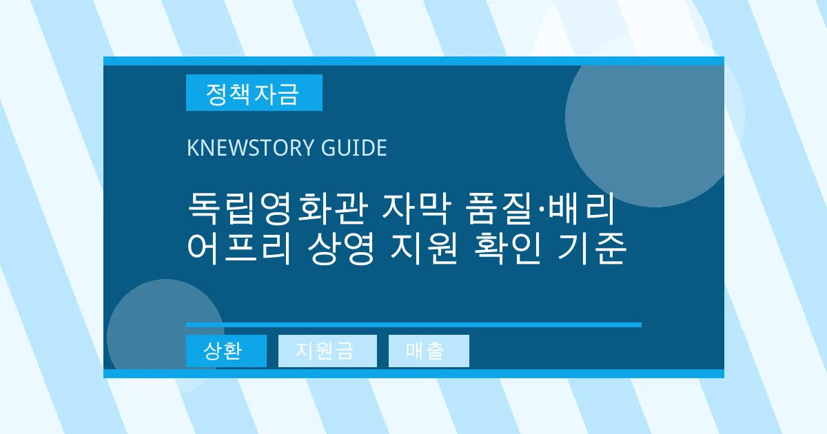 독립영화관 자막 품질·배리어프리 상영 지원 확인 기준 - 상환, 지원금, 매출 대표 이미지
