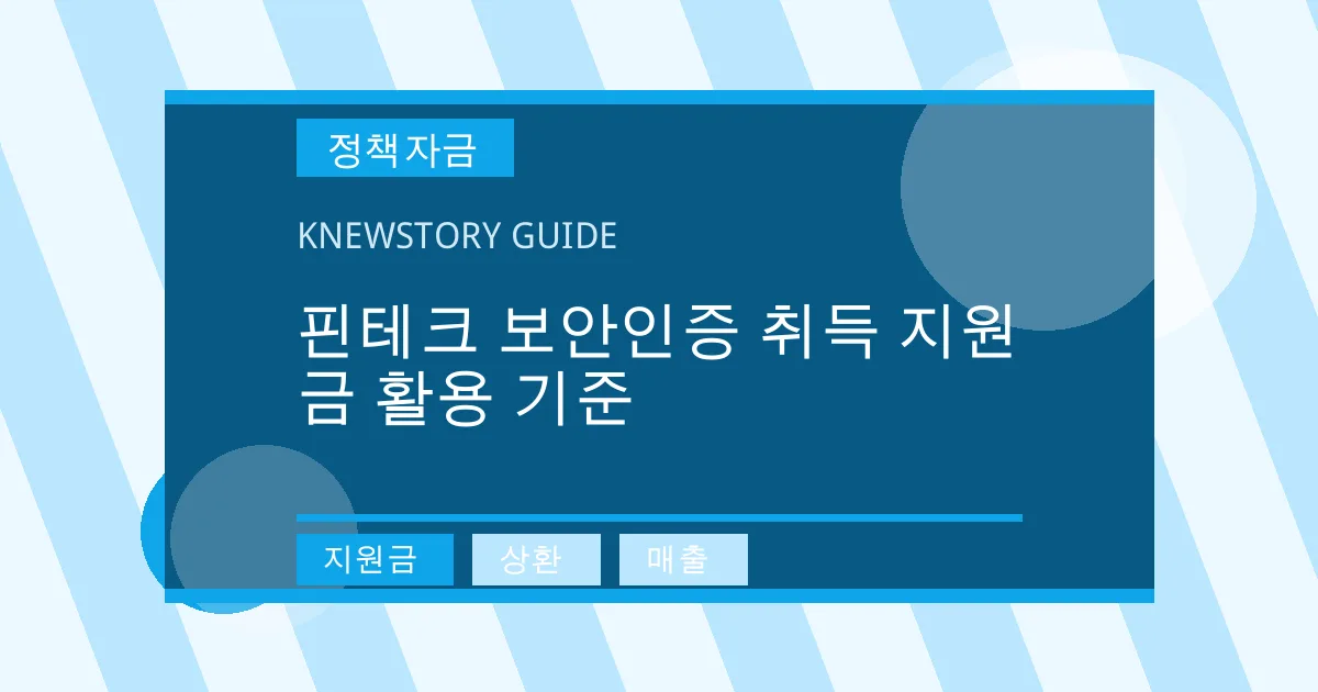 핀테크 보안인증 취득 지원금 활용 기준 - 지원금, 상환, 매출 대표 이미지