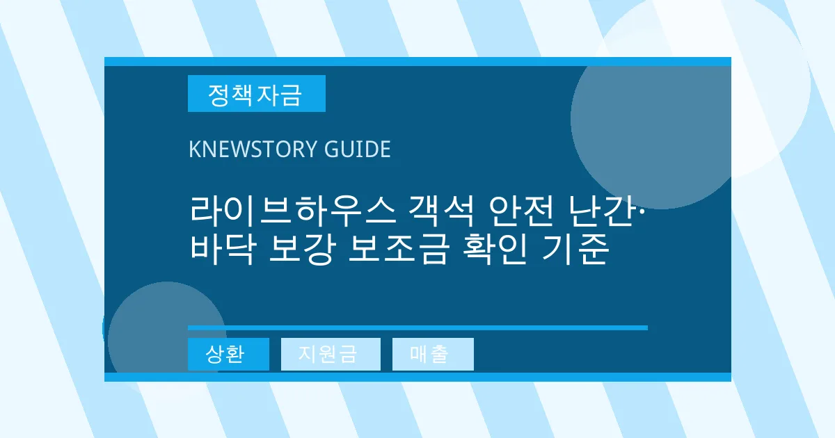 라이브하우스 객석 안전 난간·바닥 보강 보조금 확인 기준 - 상환, 지원금, 매출 대표 이미지