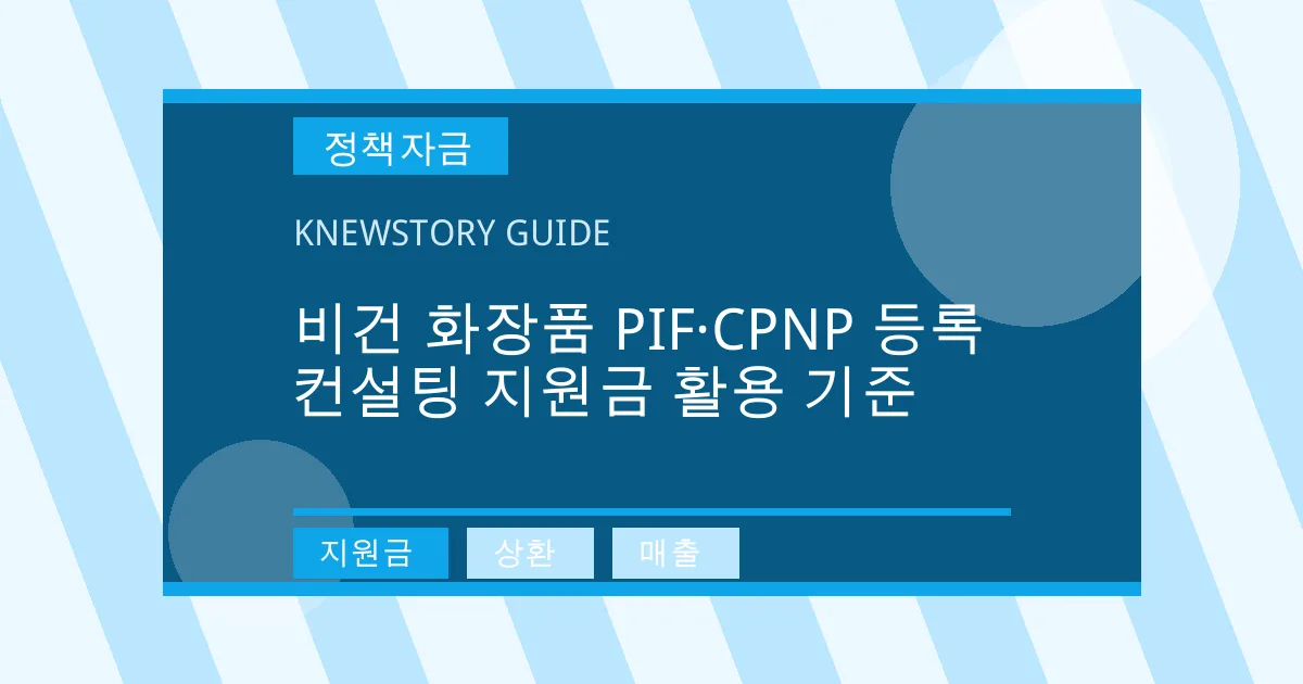 비건 화장품 PIF·CPNP 등록 컨설팅 지원금 활용 기준 - 지원금, 상환, 매출 대표 이미지